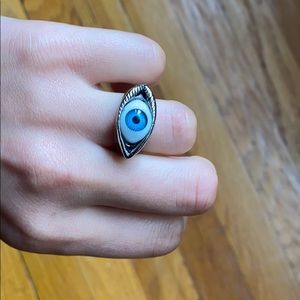 Spooky blue eyeball ring size 7